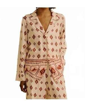 CaCay Printed Pajama Shirt - Brown