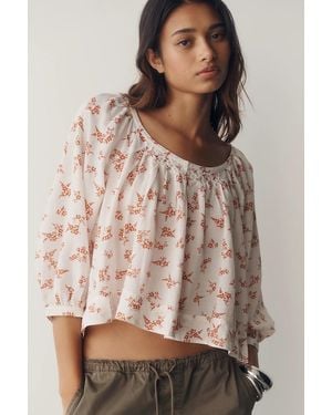 Pilcro Smocked Babydoll Top - Brown