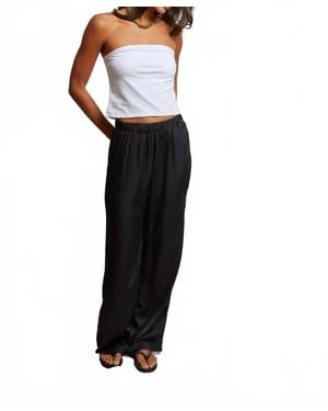 PERFECTWHITETEE Camille Satin Wide Leg Pant - Black