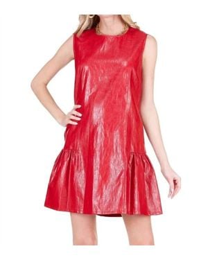 J joy Flounced Hem Vegan Dress - Red