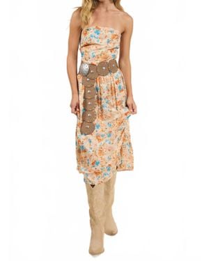 Sadie & Sage Sonoma Tube Top Midi Dress With Pockets - Metallic
