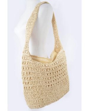 Fashnzfab Faux Straw Oversized Shoulder Bag - White