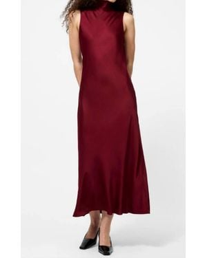 French Connection Ennis Satin Sleeveless Bow Midi Dress - Red