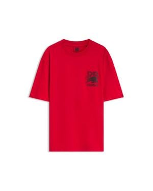 HUGO X Rb Cotton T-Shirt With Bull Motif - Red