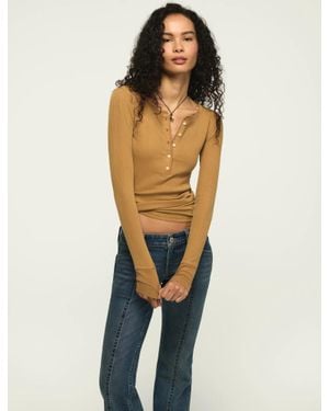 Lucky Brand Long Sleeve Ribbed Henley - Multicolor
