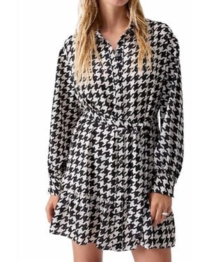 Sanctuary Houndstooth Mini Shirtdress - Black