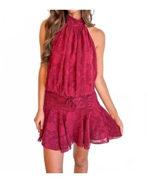 Sky To Moon Wine Floral Backless Mini Dress - Red