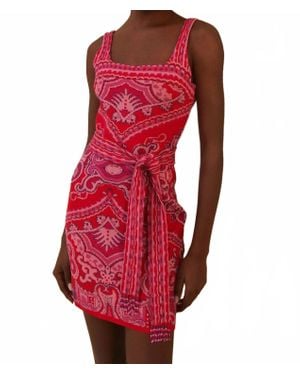 FARM Rio Paisley Scarf Knit Mini Dress - Red