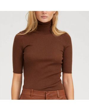 SPRWMN Short Sleeve Turtleneck Top - Brown