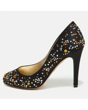 Gina Satin Crystal Embellished Pumps - Black