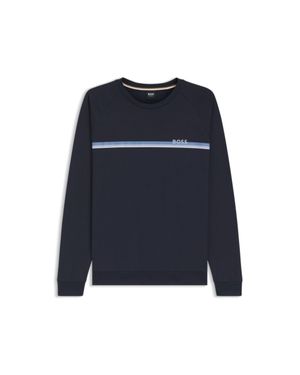 BOSS Cotton-Terry Sweatshirt With Logo And Stripe - Blue