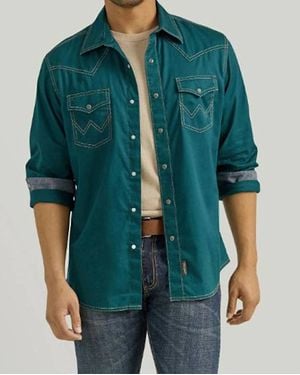 Wrangler Premium Snap Long Sleeve Shirt - Green