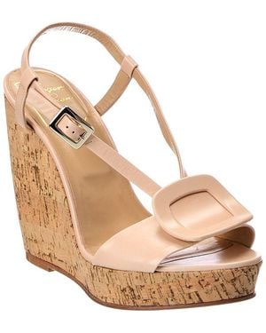 Roger Vivier Leather Wedge Sandal - Metallic