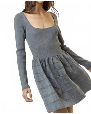 Lalavon Square Neck Sweater Mini Dress - Gray