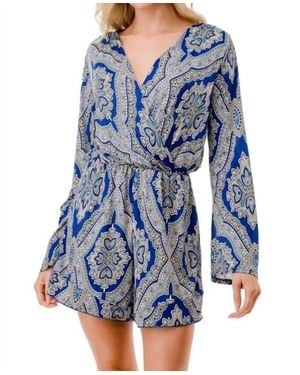 Ariella Printed Romper - Blue