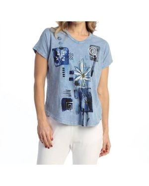 Jess & Jane Short Sleeve V-Neck Top - Blue