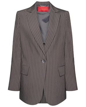 Elena Miro Classic Tailored Pinstripe Woven Blazer - Gray