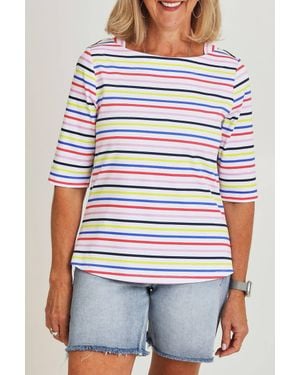 Foil Even Keel 3/4 Sleeve Top - White