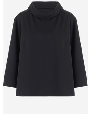 By Malene Birger Wide Neckline Blouse With Three-Quarter Sleeves And Minimalist Design - Black