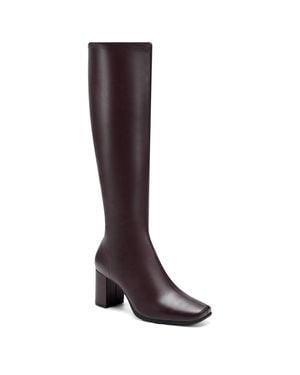 Aerosoles Micah Smooth Faux Leather Knee High Boots Hawk1245 - Brown