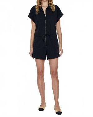 Pistola Meg Short Sleeve Zip Front Romper - Blue