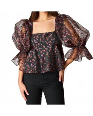 BuddyLove Pammie Floral Fantasy Top - Black