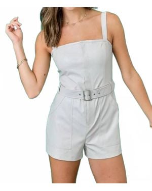 Day + Moon Sleeveless Romper With Belt - Gray