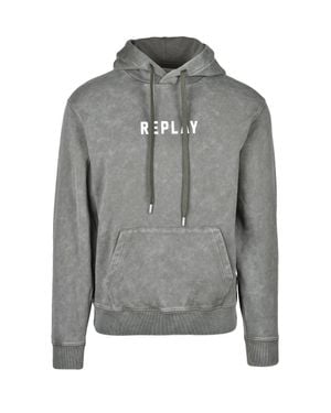 Replay Military Cotton Hoodie - Gray