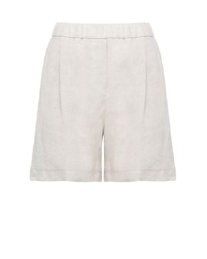 Panicale Ivory Linen Bermuda Shorts - White