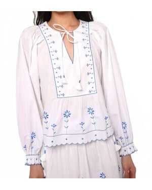 LOVE THE LABEL Junie Margaret Embroidery Top - White
