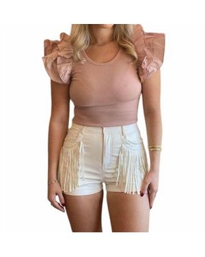 Line & Dot Faux Leather Short - Blue
