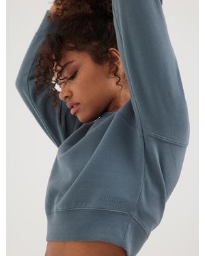 Bench Crown Eco-Fleece Cropped Crew Neck Sweatshirt - Blue