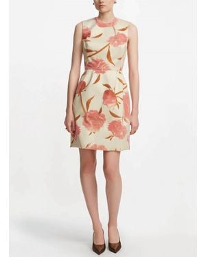 Lela Rose Floral Velvet Sleeveless Mini Dress - White