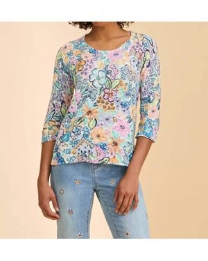 Fdj Ambush Floral Scoop Print Sweater - Blue