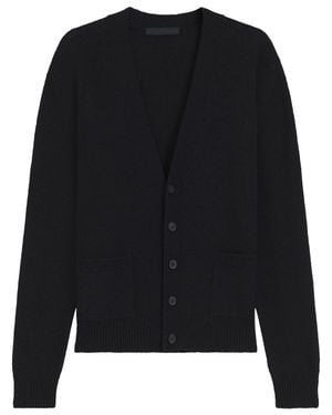 BOSS Button-Up Cardigan With Deep V-Neckline And Patch Pockets - Black