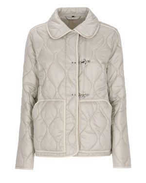 Fay Quilted Hook-Fastening Jacket - Gray