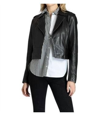 11 Uptown Cropped Washed Leather Jacket - Black