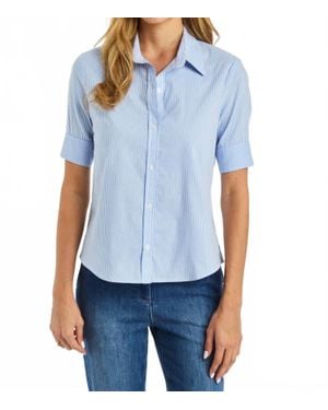 Drew Lotus Button Down Top - Blue