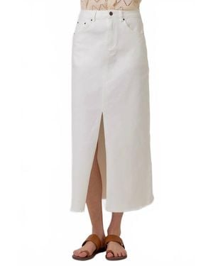 Mystree Front Slit Midi Skirt - White
