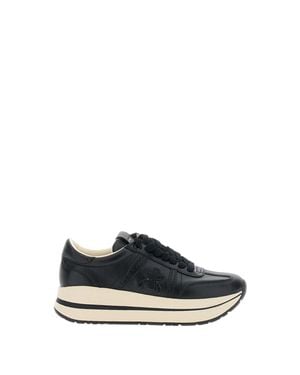 Premiata Bethcoin 8503 Embossed Leather Platform Sneakers - Black