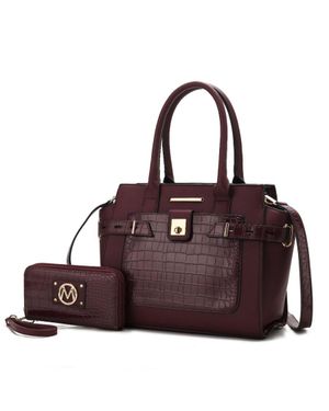 MKF Isla Crocodile Embossed Vegan Leather 's Satchel Bag - Pink