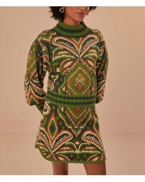 FARM Rio Jacquard Knit Mini Skirt - Green