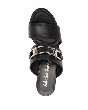 Ferragamo Ferragamo Horsebit-Detail Open Toe Sandals - Black