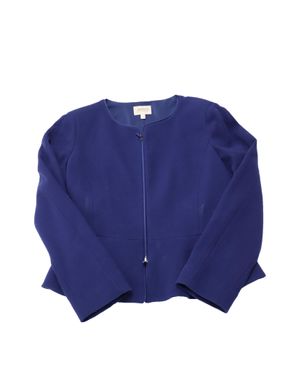Armani Collezioni Crepe Zip-Front Peplum Jacket - Blue