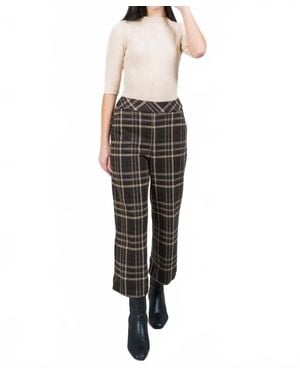 Lisette Plaid Wide Crop Pant - Black