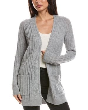 Forte Easy Cable Detail Cashmere Cardigan - Gray
