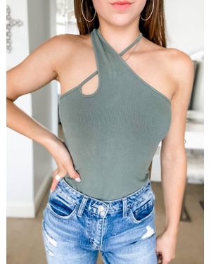 Sanity Style Shana Cross Front Bodysuit - Blue