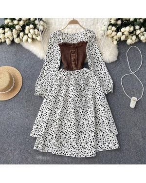 TRUEDAMES Trendy Dress With Tie Belt - Metallic