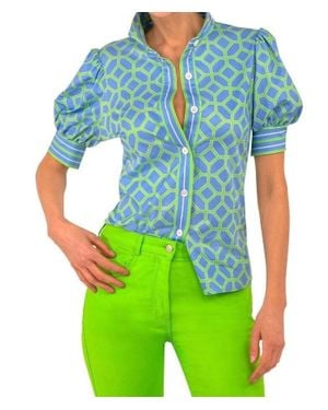 Gretchen Scott Puff Sleeve Top - Blue