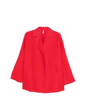 Boboutic Cotton And Linen Long Blazer - Red